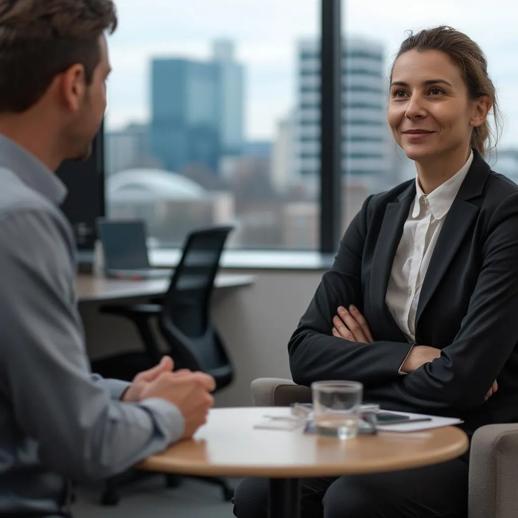 One-on-one coaching session in a modern Birmingham office